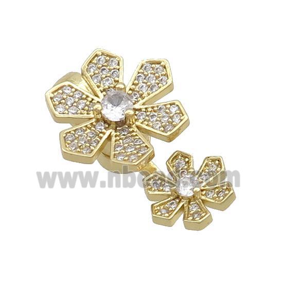 Copper Magnetic Clasp Pave Zircon Flower Gold Plated