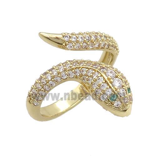 Copper Snake Rings Pave Zircon Gold Plated