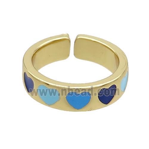 Copper Rings Enamel Heart Gold Plated