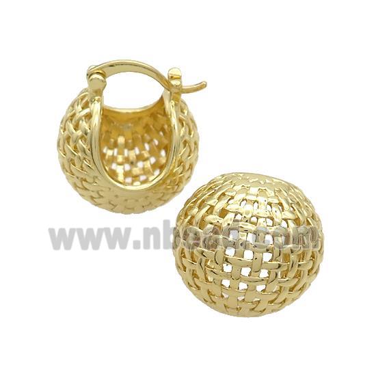 Copper Latchback Earrings Hollow Gold Plated