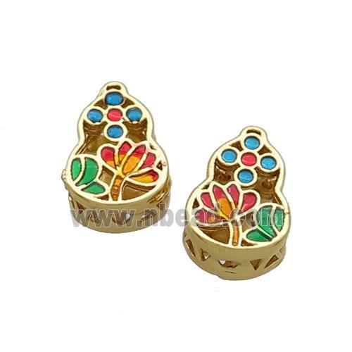 Copper Gourd Beads Multicolor Cloisonne Gold Plated