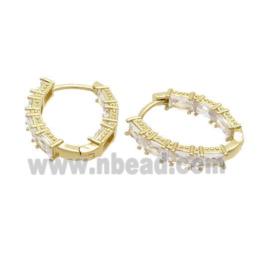 Copper Latchback Earrings Pave Zircon Gold Plated