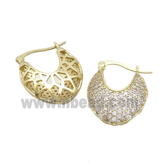 Copper Latchback Earrings Pave Zircon Gold Plated