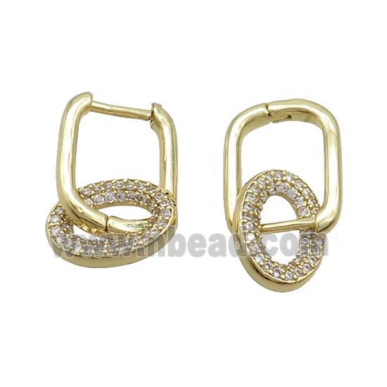 Copper Latchback Earrings Pave Zircon Gold Plated