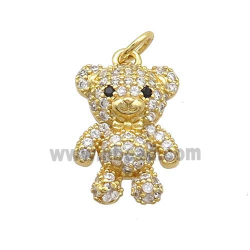 Copper Bear Pendant Pave Zircon Gold Plated