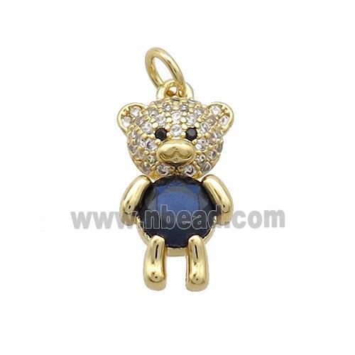 Copper Bear Pendant Pave Zircon Gold Plated