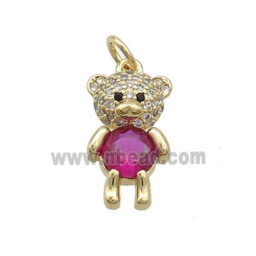 Copper Bear Pendant Pave Zircon Gold Plated