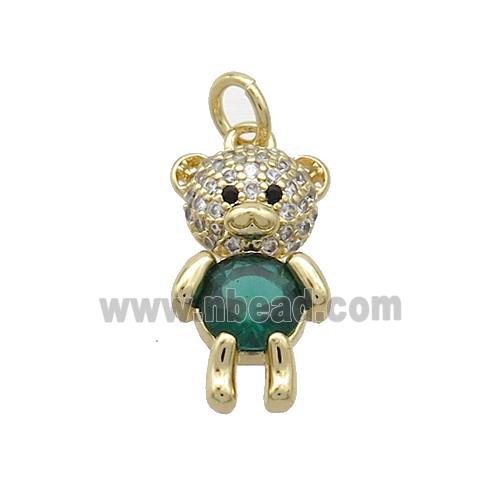 Copper Bear Pendant Pave Zircon Gold Plated