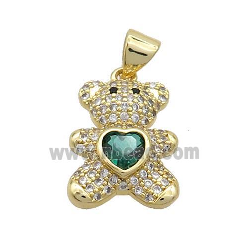 Copper Bear Pendant Pave Zircon Gold Plated