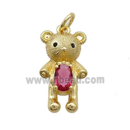 Copper Rat Charms Pendant Pave Zircon Gold Plated