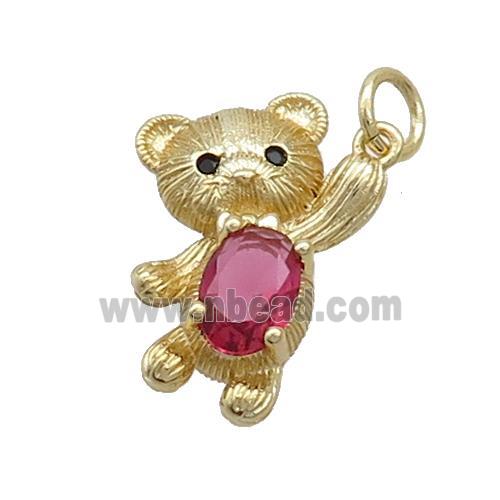 Copper Bear Pendant Pave Zircon Gold Plated