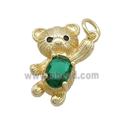 Copper Bear Pendant Pave Zircon Gold Plated