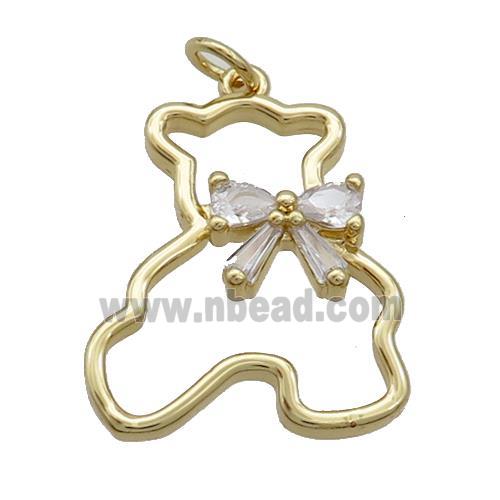 Copper Bear Pendant Pave Zircon Gold Plated