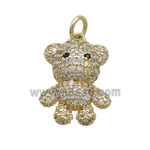 Copper Bear Pendant Pave Zircon Gold Plated