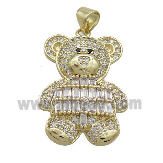 Copper Bear Pendant Pave Zircon Gold Plated