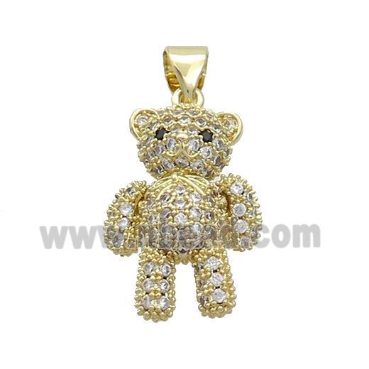 Copper Bear Pendant Pave Zircon Gold Plated