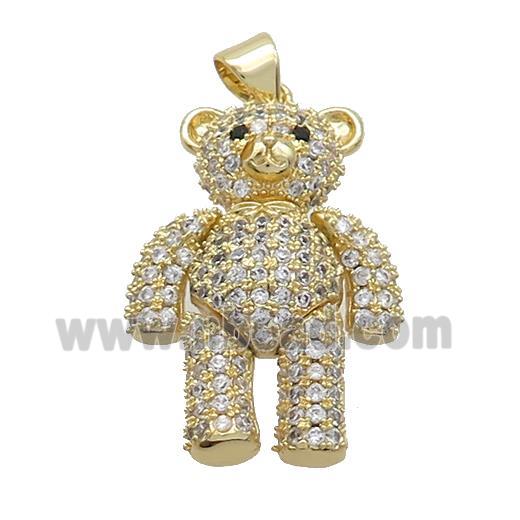 Copper Bear Pendant Pave Zircon Gold Plated