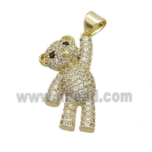 Copper Bear Pendant Pave Zircon Gold Plated