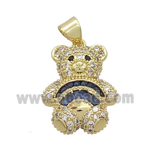 Copper Bear Pendant Pave Zircon Gold Plated