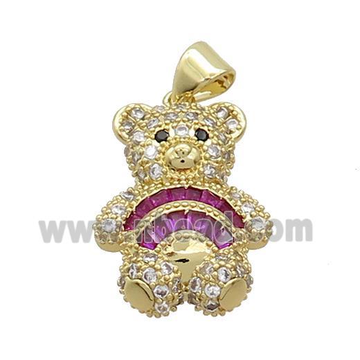 Copper Bear Pendant Pave Zircon Gold Plated