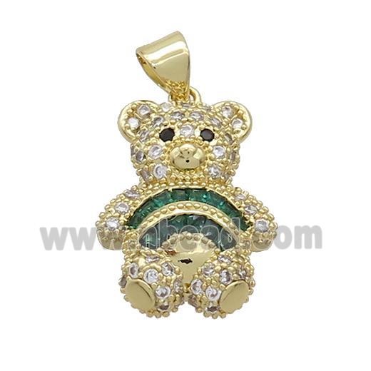 Copper Bear Pendant Pave Zircon Gold Plated