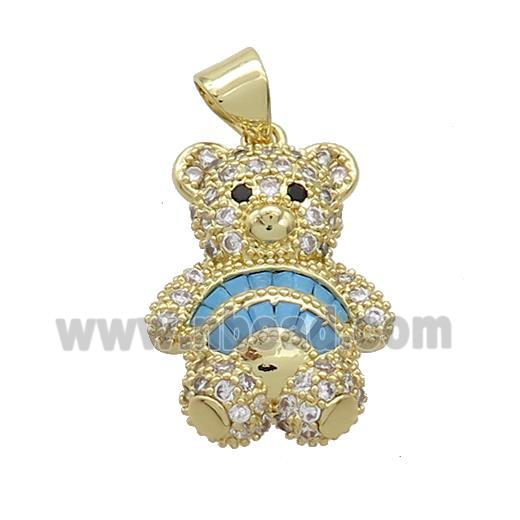 Copper Bear Pendant Pave Zircon Gold Plated