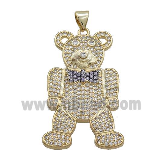 Copper Bear Pendant Pave Zircon Gold Plated