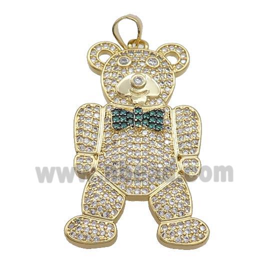 Copper Bear Pendant Pave Zircon Gold Plated