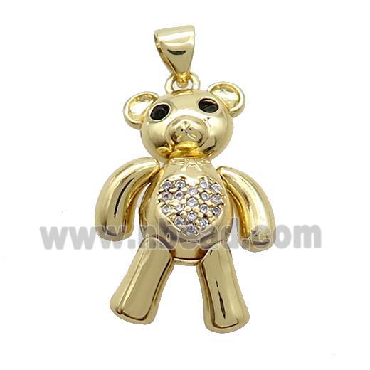 Copper Bear Pendant Pave Zircon Gold Plated