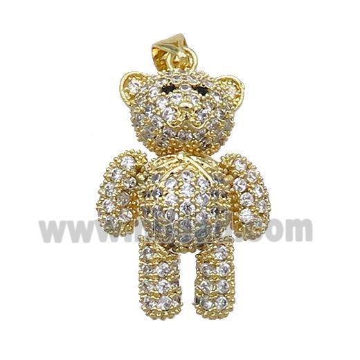 Copper Bear Pendant Pave Zircon Gold Plated