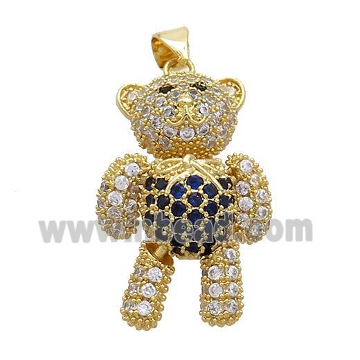 Copper Bear Pendant Pave Zircon Black Gold Plated