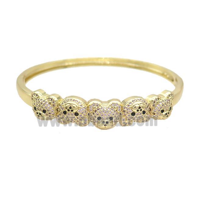 Copper Bear Bangle Pave Pink Zircon Gold Plated