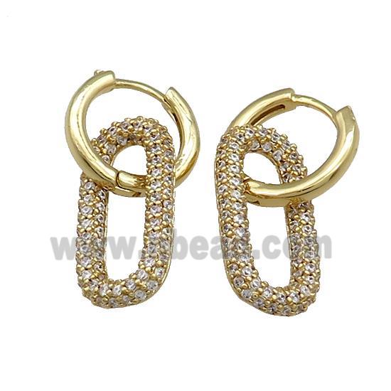 Copper Hoop Earrings Pave Zircon Gold Plated