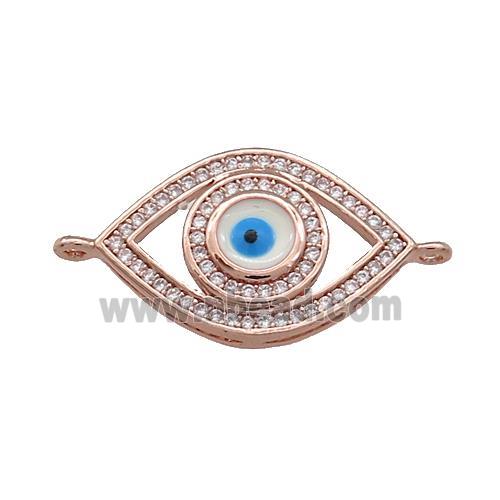 Copper Evil Eye Connector Pave Zircon Rose Gold