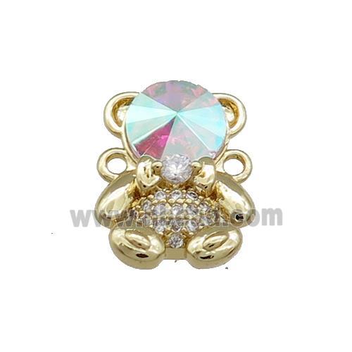 Copper Bear Connector Pave Zircon Crystal Glass Gold Plated