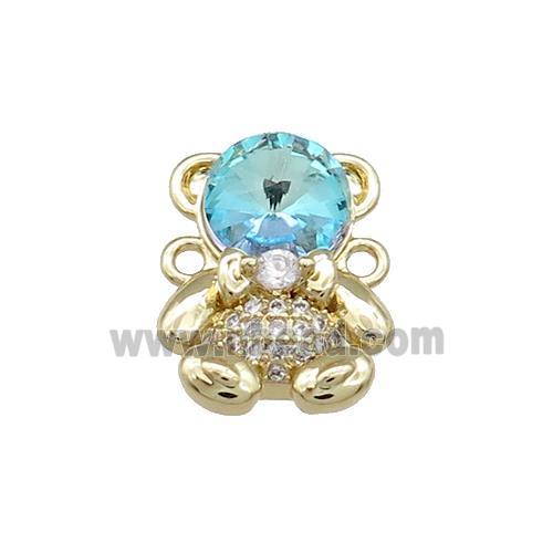 Copper Bear Connector Pave Zircon Crystal Glass Gold Plated