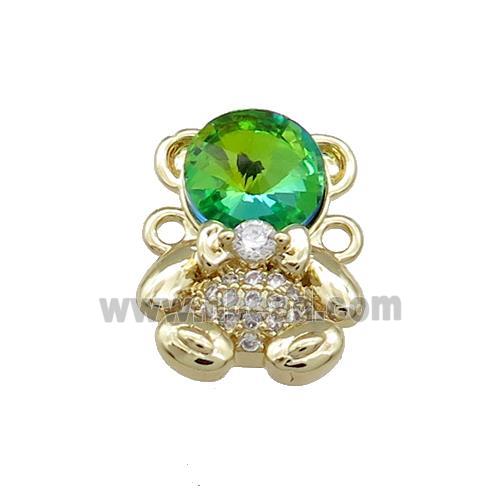 Copper Bear Connector Pave Zircon Crystal Glass Gold Plated