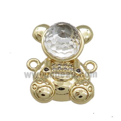 Copper Bear Connector Pave Zircon Crystal Glass Gold Plated