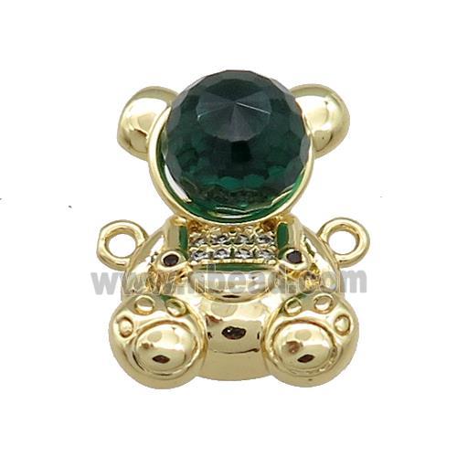 Copper Bear Connector Pave Zircon Crystal Glass Gold Plated