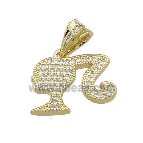 Copper Girls Pendant Pave Zircon Gold Plated