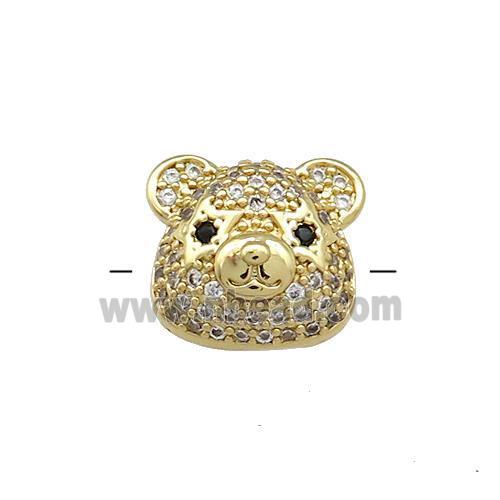 Copper Bear Beads Pave Zircon Gold Plated