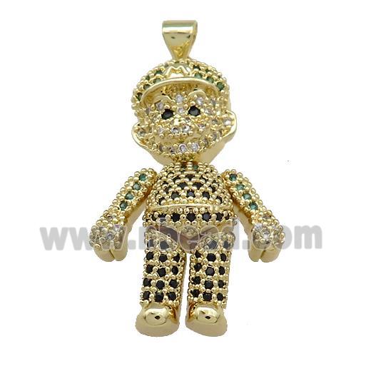 Copper Man Charms Pendant Pave Zircon Gold Plated