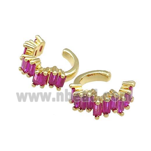 Copper Clip Earrings Pave Zircon Cuff Gold Plated