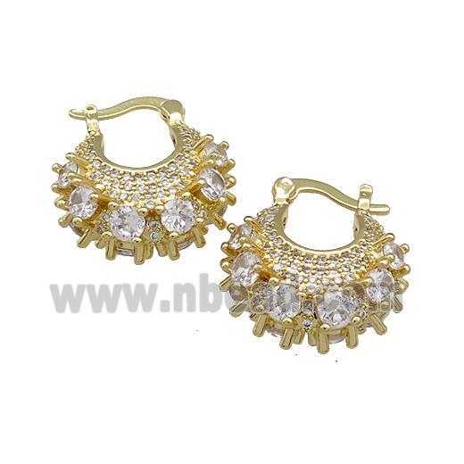 Copper Latchback Earrings Pave Zircon Gold Plated