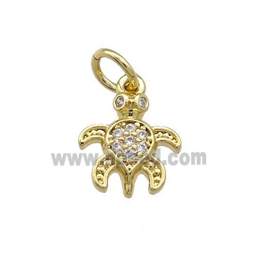 Copper Tortoise Pendant Pave Zircon Gold Plated