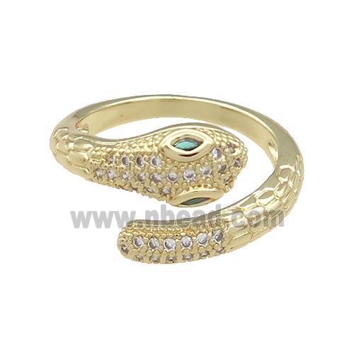 Copper Snake Rings Pave Zircon Gold Plated