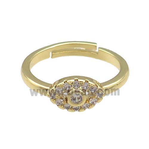 Copper Rings Pave Zircon Eye Adjustable Gold Plated