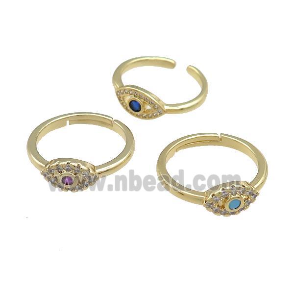 Copper Rings Pave Zircon Eye Gold Plated