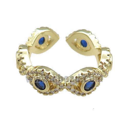 Copper Rings Pave Zircon Eye Gold Plated