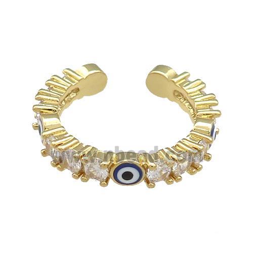 Copper Rings Pave Zircon Evil Eye Gold Plated